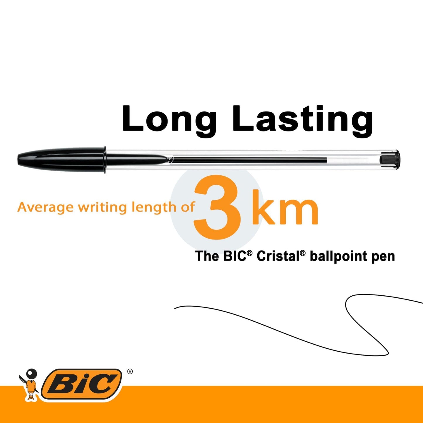 Bic Cristal Original 8373631 - Caja de 50 Unidades, Bolígrafos Punta Media (1,0 Mm), Color Negro