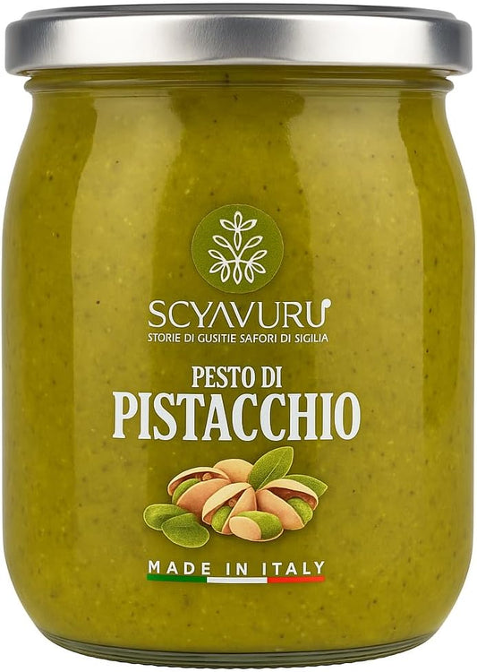 Pesto di Pistacchio Italiano Scyavuru 500 g | Pesto de Pistacho 60% | Auténtico Producto Gourmet de Sicilia | Ideal para Pasta, Salsas y Recetas Rápidas | Made in Italy BY NEXUSELL