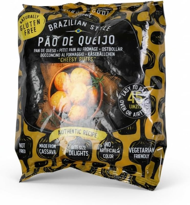 Pan de Queso Brasileño (1 kg) - Snack Sin Gluten - Aperitivo Frío para Horno y Freidora de Aire - 45 Unidades Aprox... - Mordi & Godi Pão de Queijo - Receta Auténtica con Harina de Yuca - NEXU