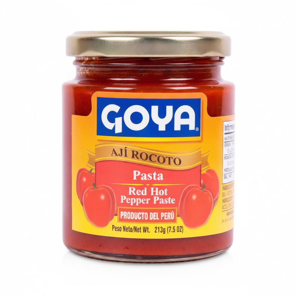 Ají Rocoto Pasta - Pasta de Chile Rojo Picante Peruano - Auténtico Sabor para Ceviches y Salsas - Frasco de 213g (7.5 oz) - GOYA - Ingrediente Esencial de la Gastronomía del Perú - NEXU