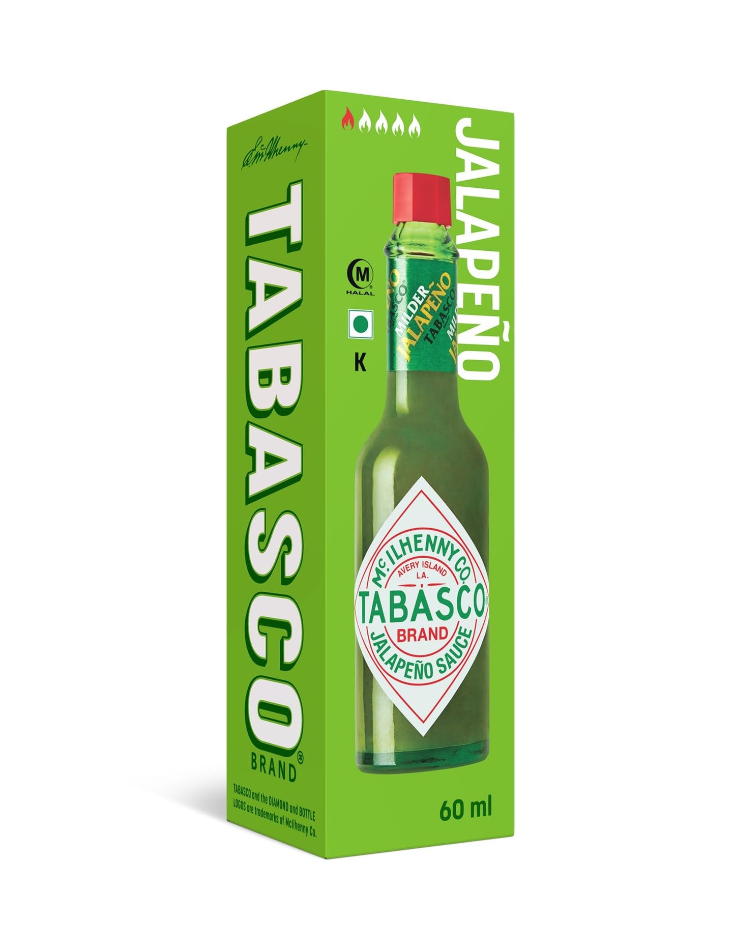 Tabasco - Verde, Salsa Picante Sabor Suave, Elaborada Con Chiles Jalapeños, Producto Típico Cocina Tex-mex, 60 Mililitro