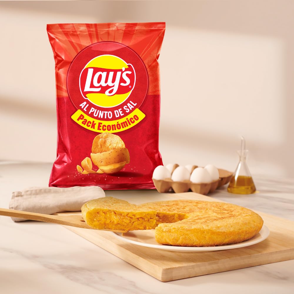 Lay's al punto de sal, Patatas Fritas de cultivos sostenibles con sabores vegetales, Producto de Aperitivo, bolsa familiar, 248 g