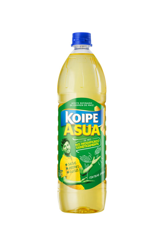Koipe Asua -Aceite Refinado de Germen de Maíz no modificado genéticamente rico en Omega 6 - Botella de 1 L