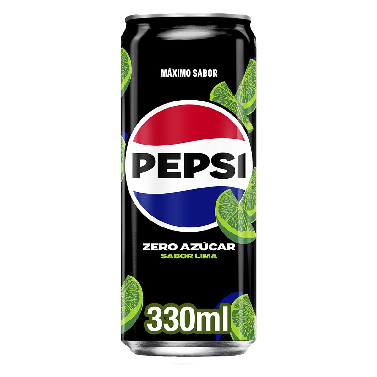 Pepsi zero Lima Refresco de cola con cero azúcar y cero calorías, pack de 24 latas de 330 ml, 7.92 litros en total