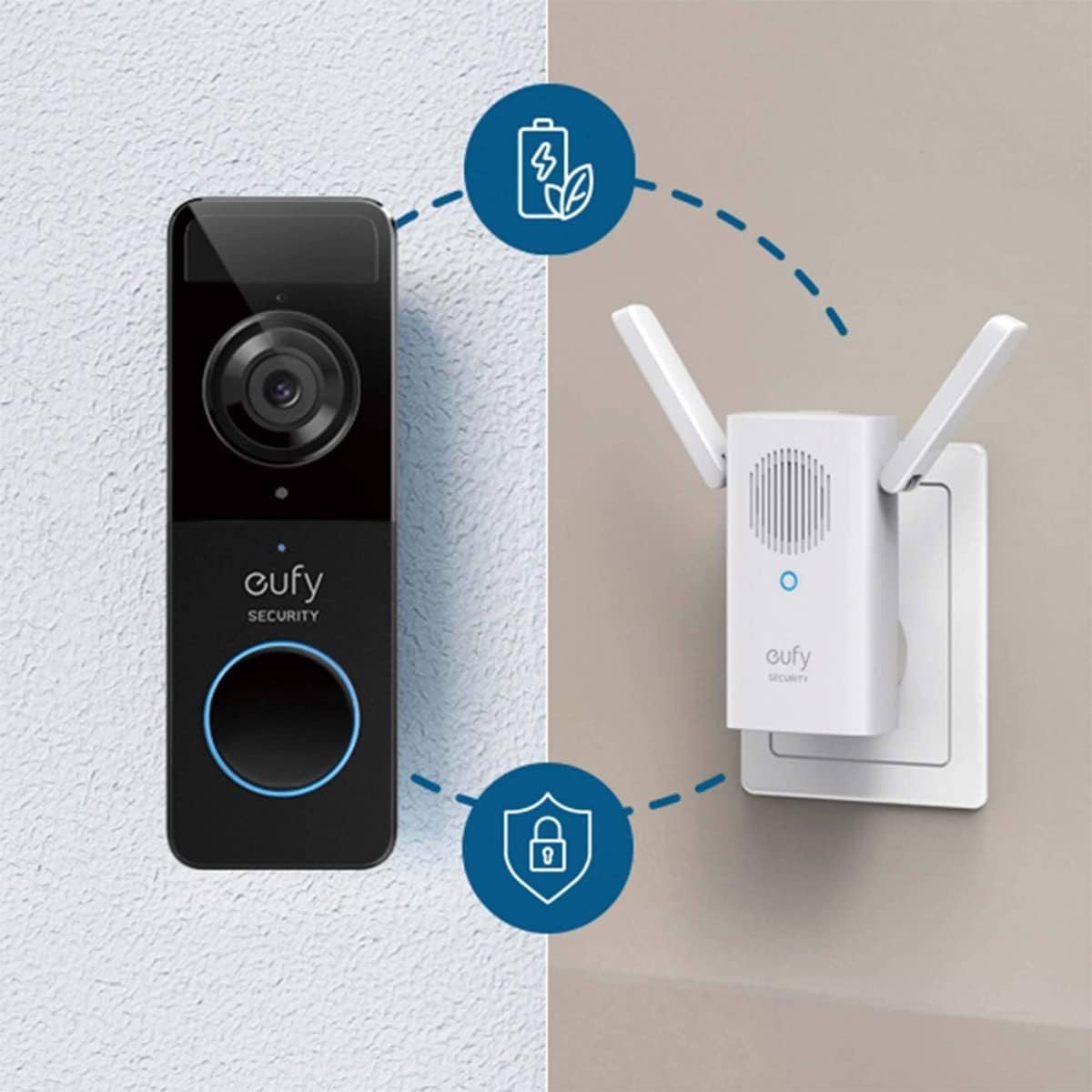 eufy Security - Timbre de video (alimentado por batería) con timbre, 1080p, duración de la batería de 120 días, fácil instalación, almacenamiento local cifrado, sin tarifas mensuales (requiere tarjeta