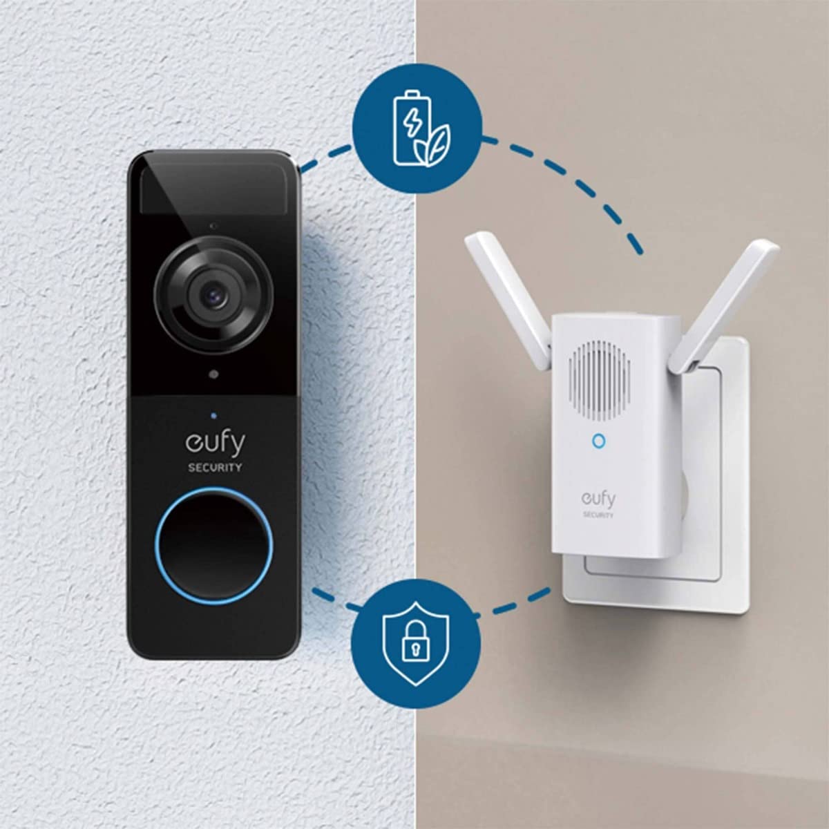 eufy Security - Timbre de video (alimentado por batería) con timbre, 1080p, duración de la batería de 120 días, fácil instalación, almacenamiento local cifrado, sin tarifas mensuales (requiere tarjeta