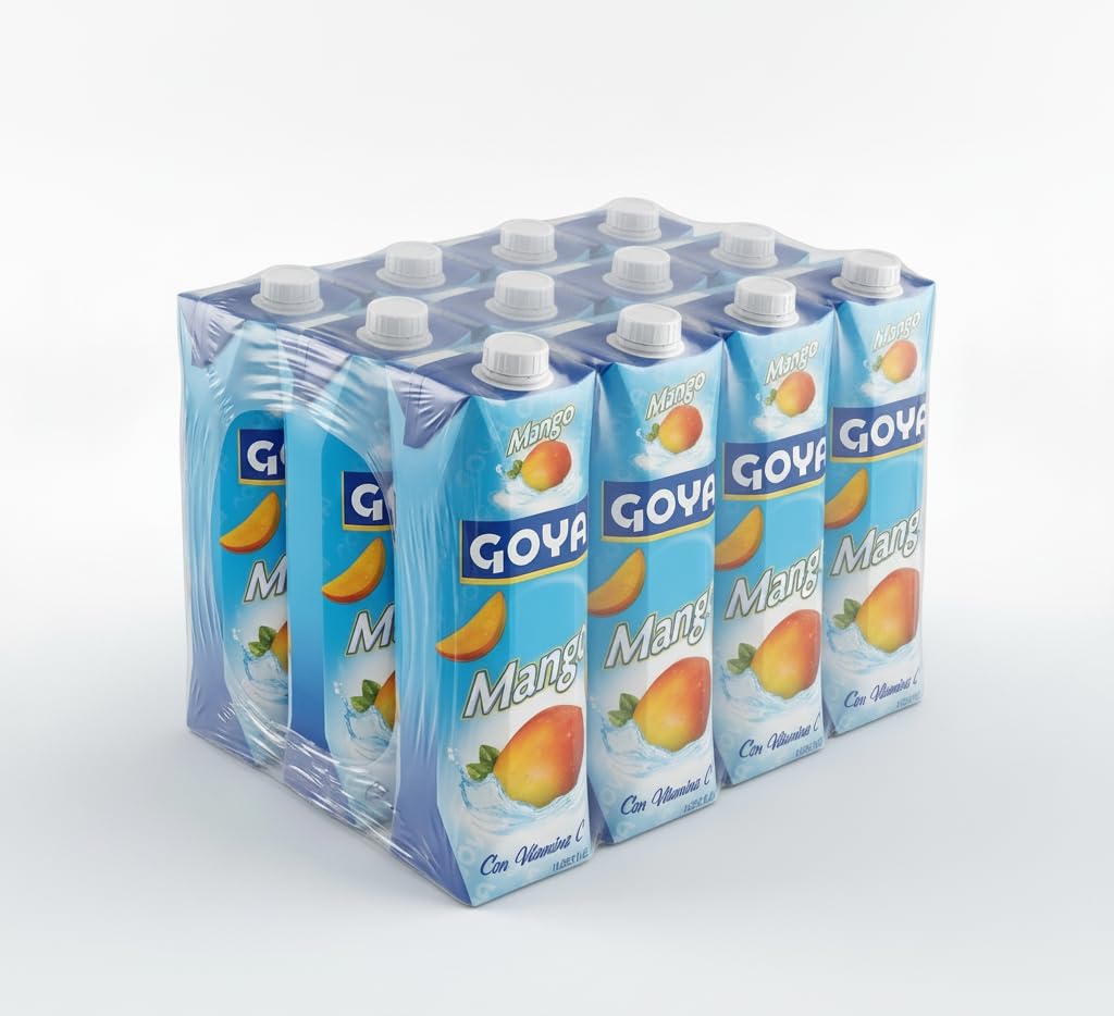 Jugo de Mango con Vitamina C - Pack de 12 Unidades de 1 Litro - Néctar de Fruta Refrescante y Nutritivo - Goya - Bebida Hidratante de Nivel Superior para Toda la Familia - NEXU