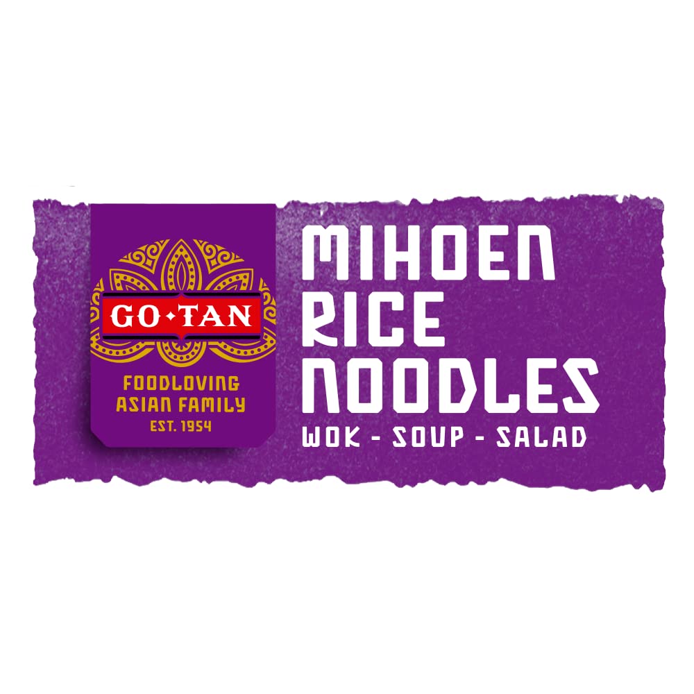 Go-Tan - Fideos de Arroz, Noodles, Ideal para Wok, Ensaladas y Sopas, Fideo Fino - 250g