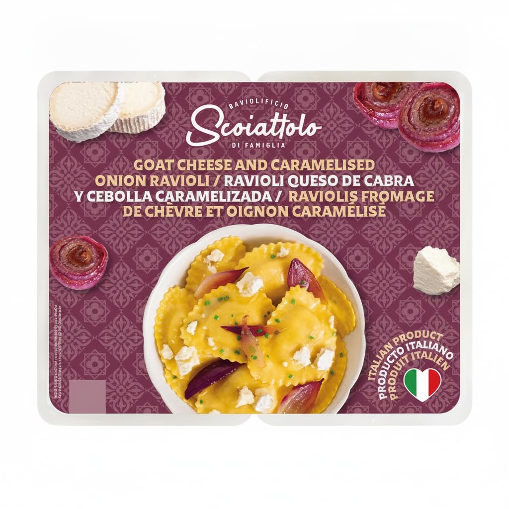 Pasta Fresca al Huevo con Queso de Cabra y Cebolla Caramelizada - Formato Ahorro Familiar 908g (2 Pack de 454g) - Auténtica Receta Italiana Lista en 3 Minutos - NEXU