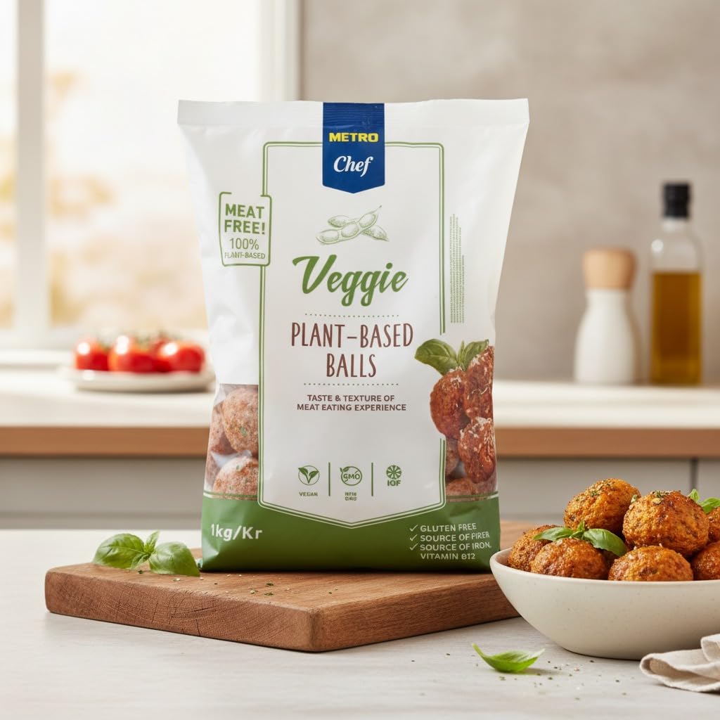 Albóndigas Vegetales Plant-Based, 1kg - Alternativa a la Carne Sin Gluten - Proteína de Soja con Vitamina B12 y Hierro - Formato Ahorro IQF - Apto para Veganos y Vegetarianos - NEXU