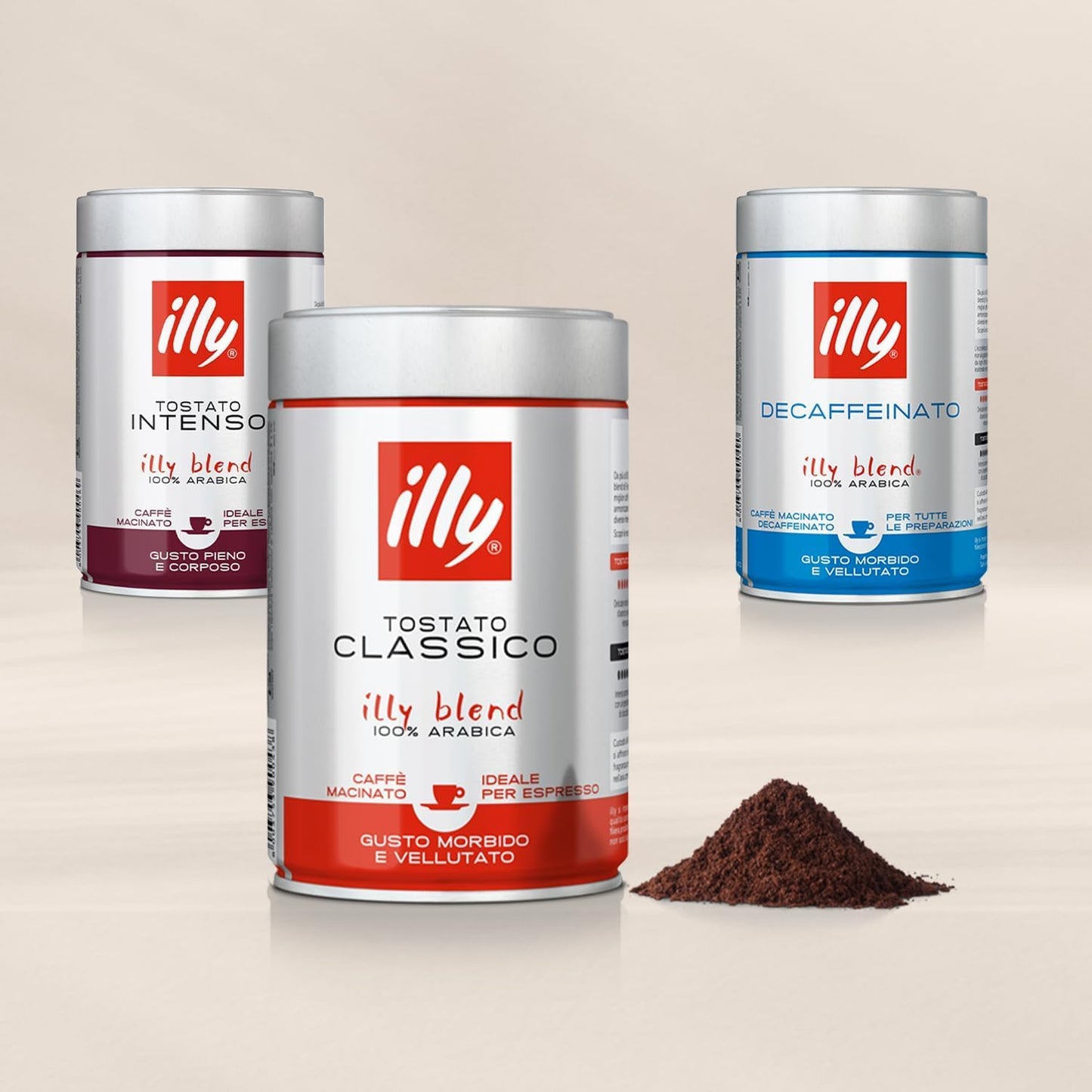 illy, Café Molido Espresso de Tueste CLASSICO, 100% Arábica con Notas de Azahar y Jazmín, Sabor Suave y Sabor Final Dulce, 1 Lata de 250g