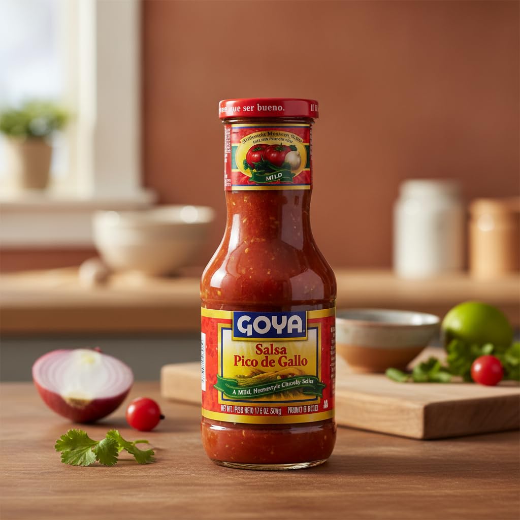Salsa Pico de Gallo Suave - Auténtica Salsa Mexicana con Vegetales Frescos y Textura Troceada - Ideal para Tacos, Fajitas, Burritos y Nachos - Goya - Tarro 500g - NEXU
