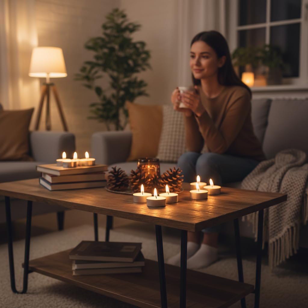 VELAS Lumar Pack de 50 Velas de Té (Tealights) de Larga Duración (4 Horas), Velas Pequeñas de Parafina para Decoración, Iluminación de Eventos y Quemadores de Esencia, Fabricado en España