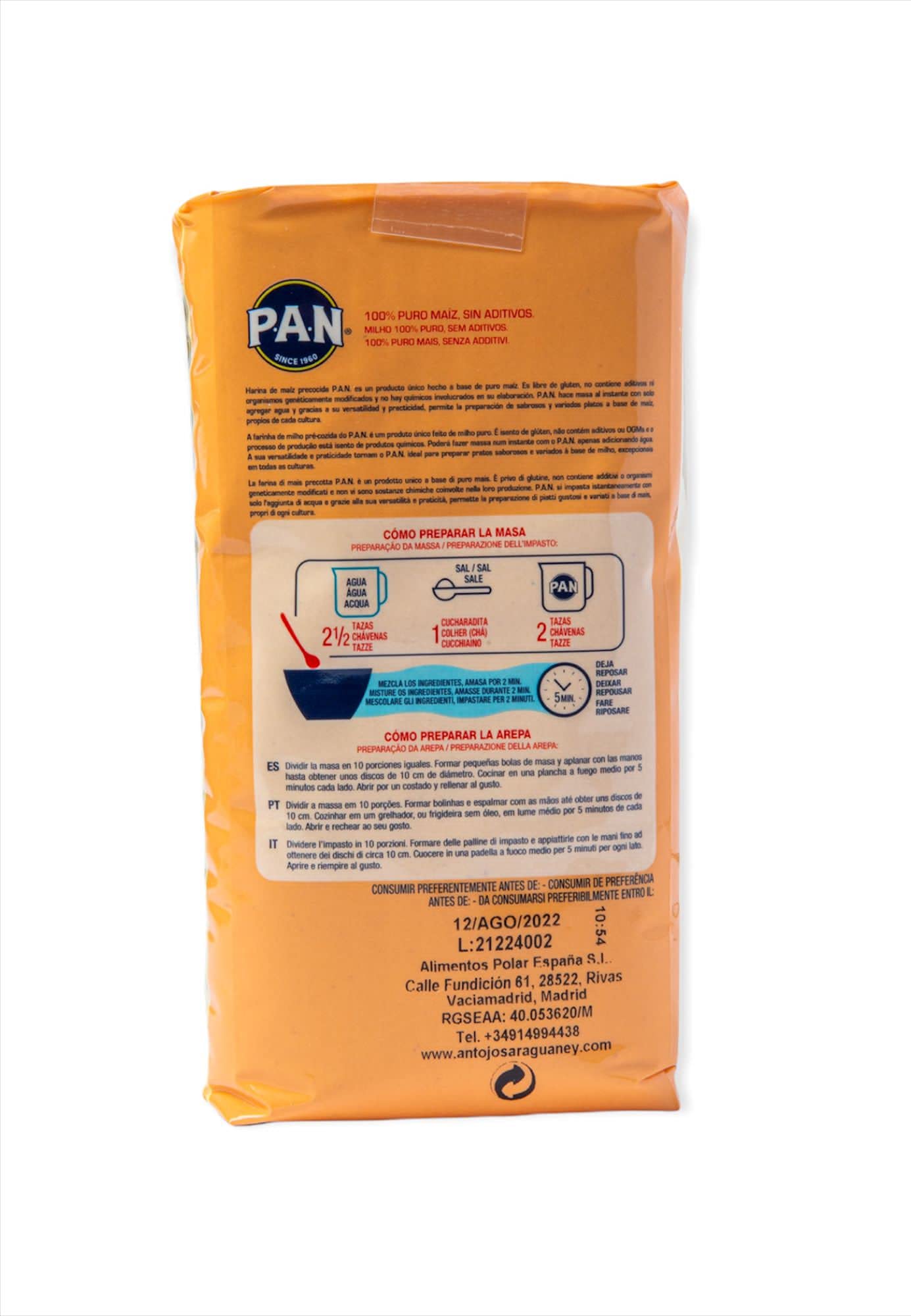 P.A.N. Harina de Maiz Amarilla Precocida 1kg