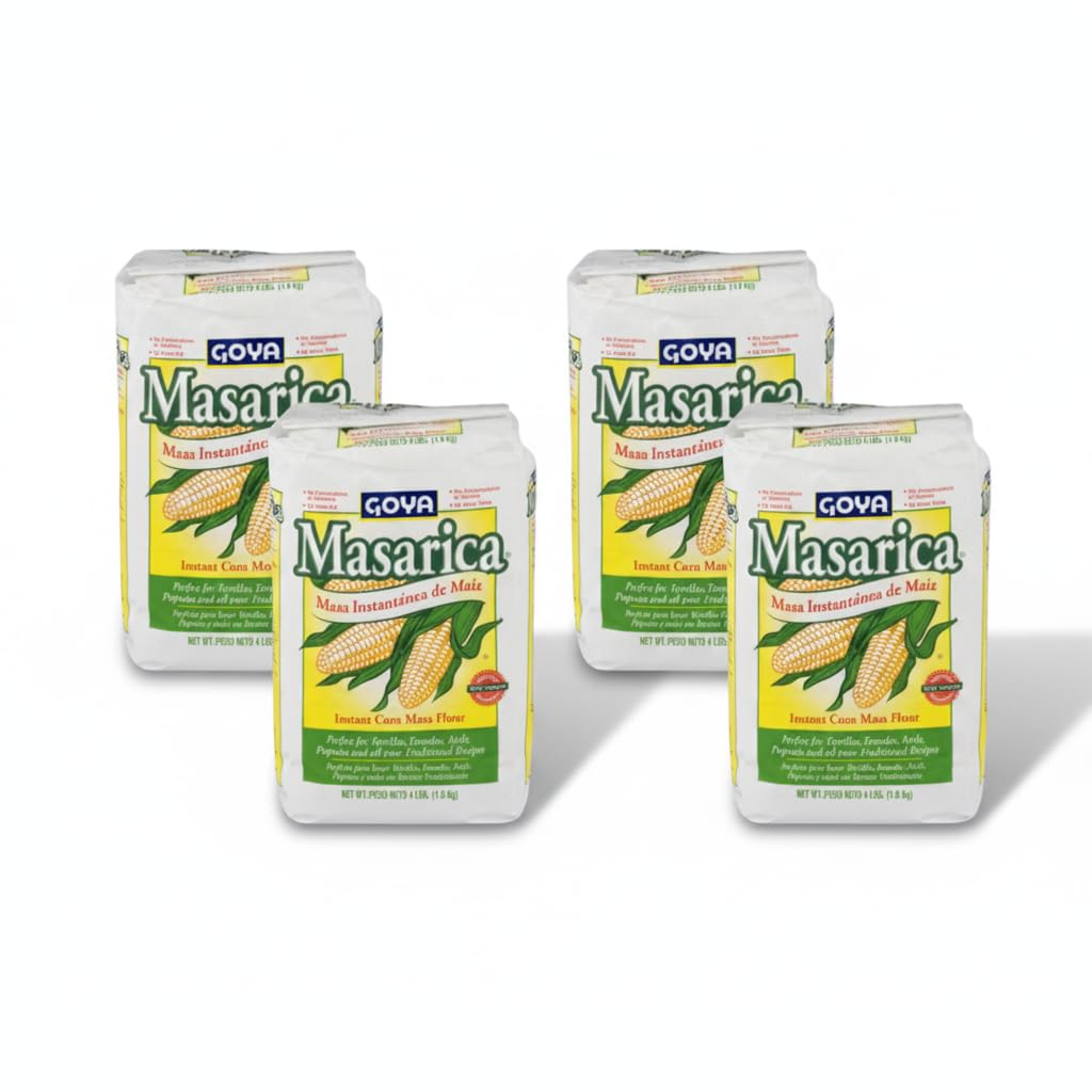 Harina de Maíz Instantánea, Pack de 4 Bolsas de 1.8 kg (Total 7.2 kg) - Sin Gluten, 100% Natural - Goya - Ideal para Tortillas, Tamales y Pupusas - Harina de Maíz Nixtamalizada - NEXU