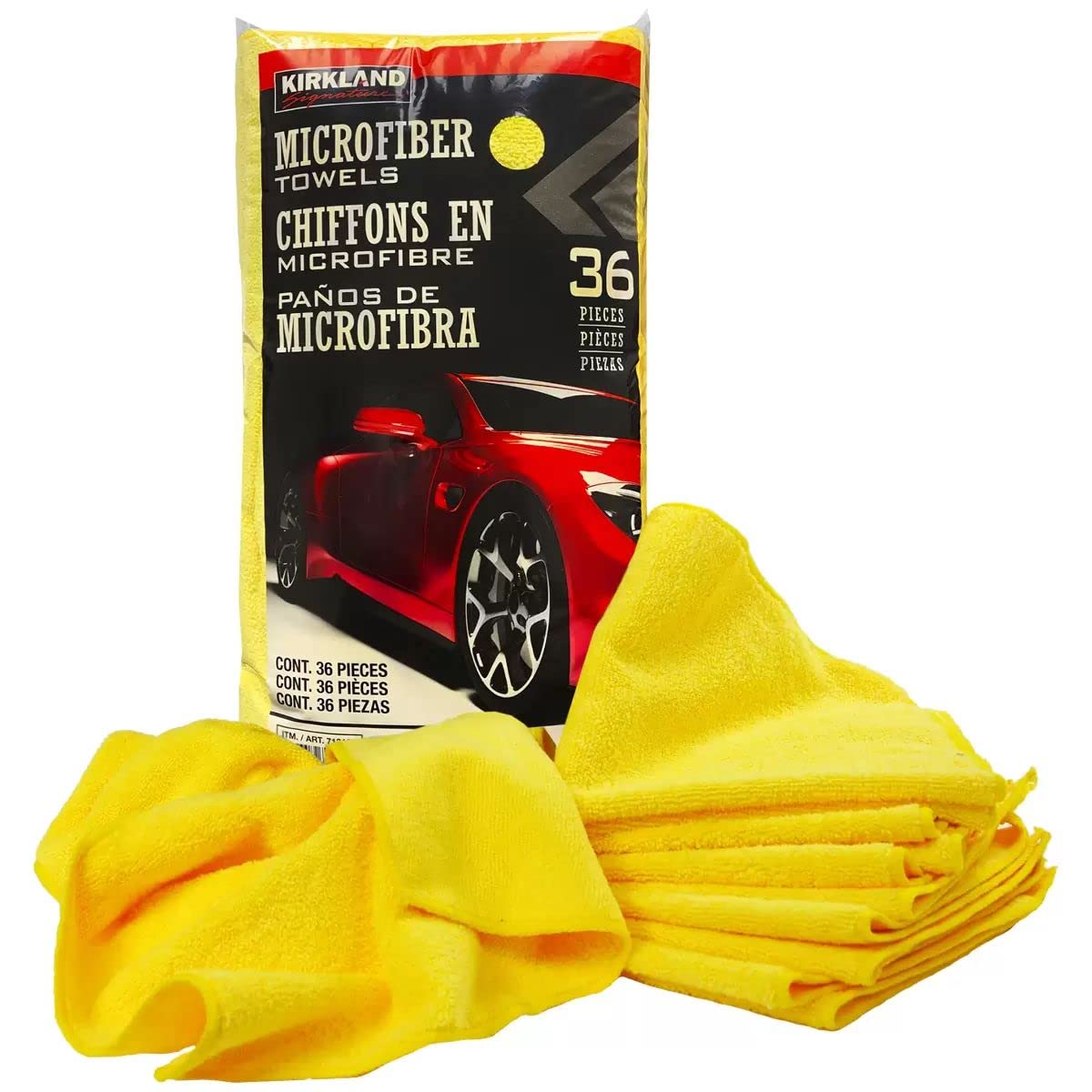 Kirkland Signature 713160 Toallas de Microfibra Ultra afelpadas, Paquete de 36, Amarillo, 16 Pulgadas de Alto x 16 Pulgadas de Ancho