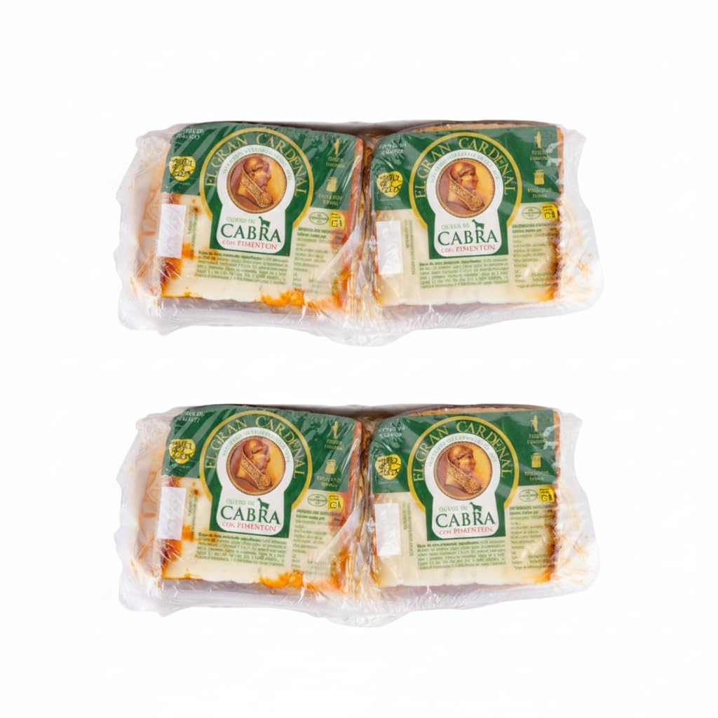 Queso de Cabra con Pimentón - Pack de 4 Cuñas de 250g (1kg Total) - Queso Madurado Tradicional con Aceite de Oliva y Pimentón - El Gran Cardenal - Rico en Calcio - Origen España - NEXU