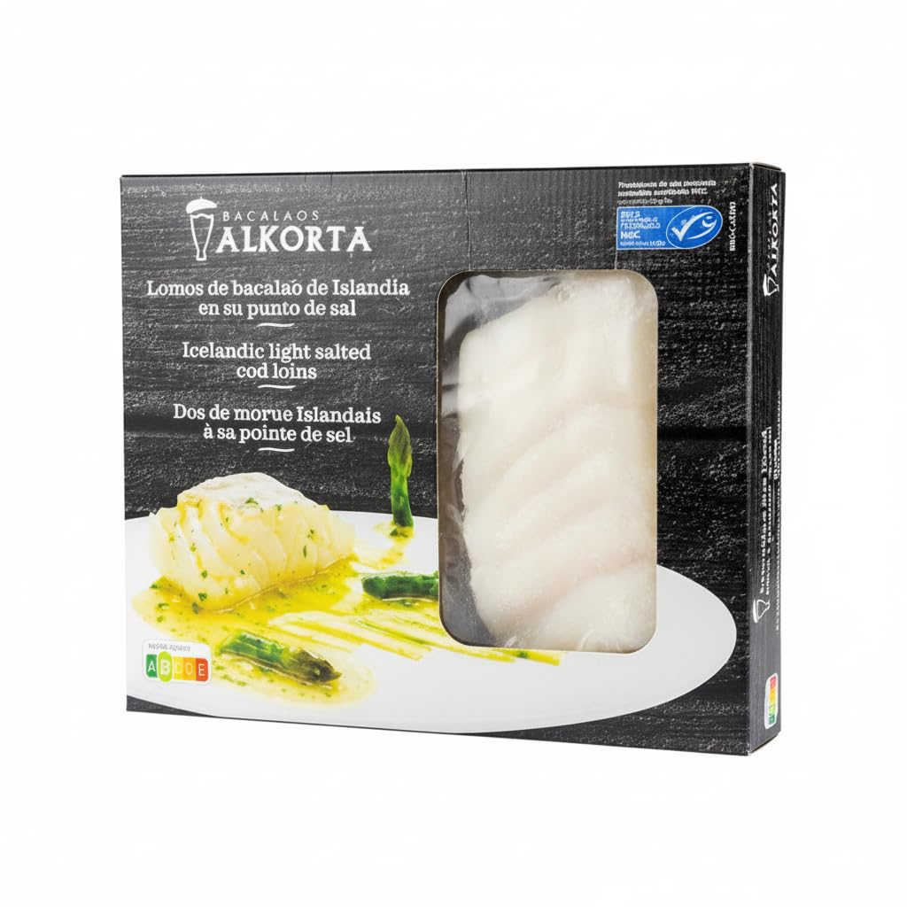 Lomos de Bacalao de Islandia en su Punto de Sal - Pescado Sostenible con Sello MSC - Formato Ahorro de 2 kg (Peso Neto Escurrido 1,7 kg) - Bacalaos Alkorta - Rico en Proteínas - NEXU
