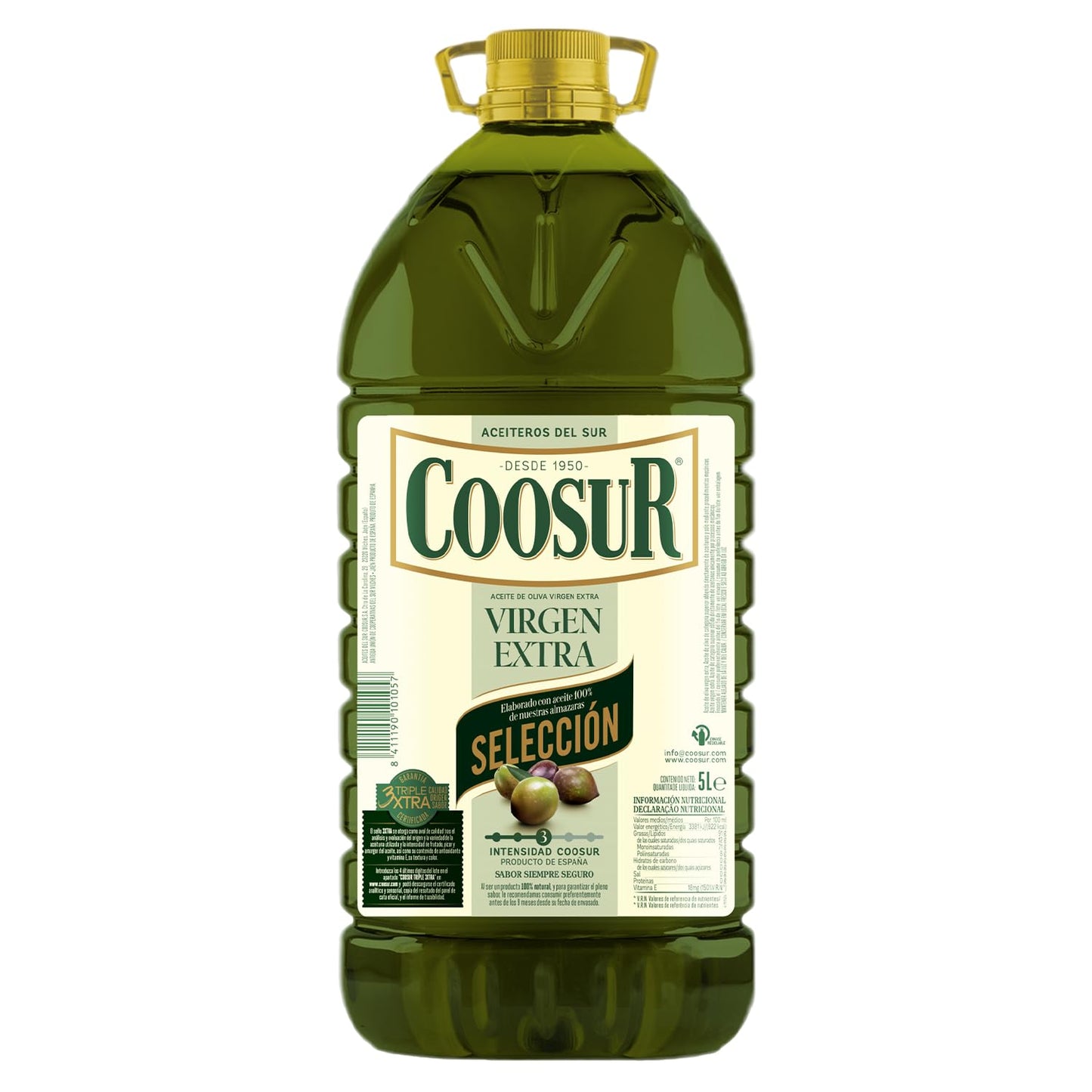 COOSUR - Aceite de Oliva Virgen Extra 5 Litros Selección, Ideal para Cocinar, Repostería o en Crudo - Aceite Oliva Virgen Extra 5 Litros Garrafa PET