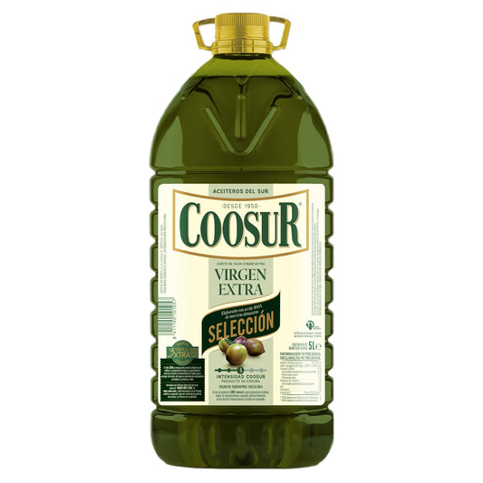 COOSUR - Aceite de Oliva Virgen Extra 5 Litros Selección, Ideal para Cocinar, Repostería o en Crudo - Aceite Oliva Virgen Extra 5 Litros Garrafa PET