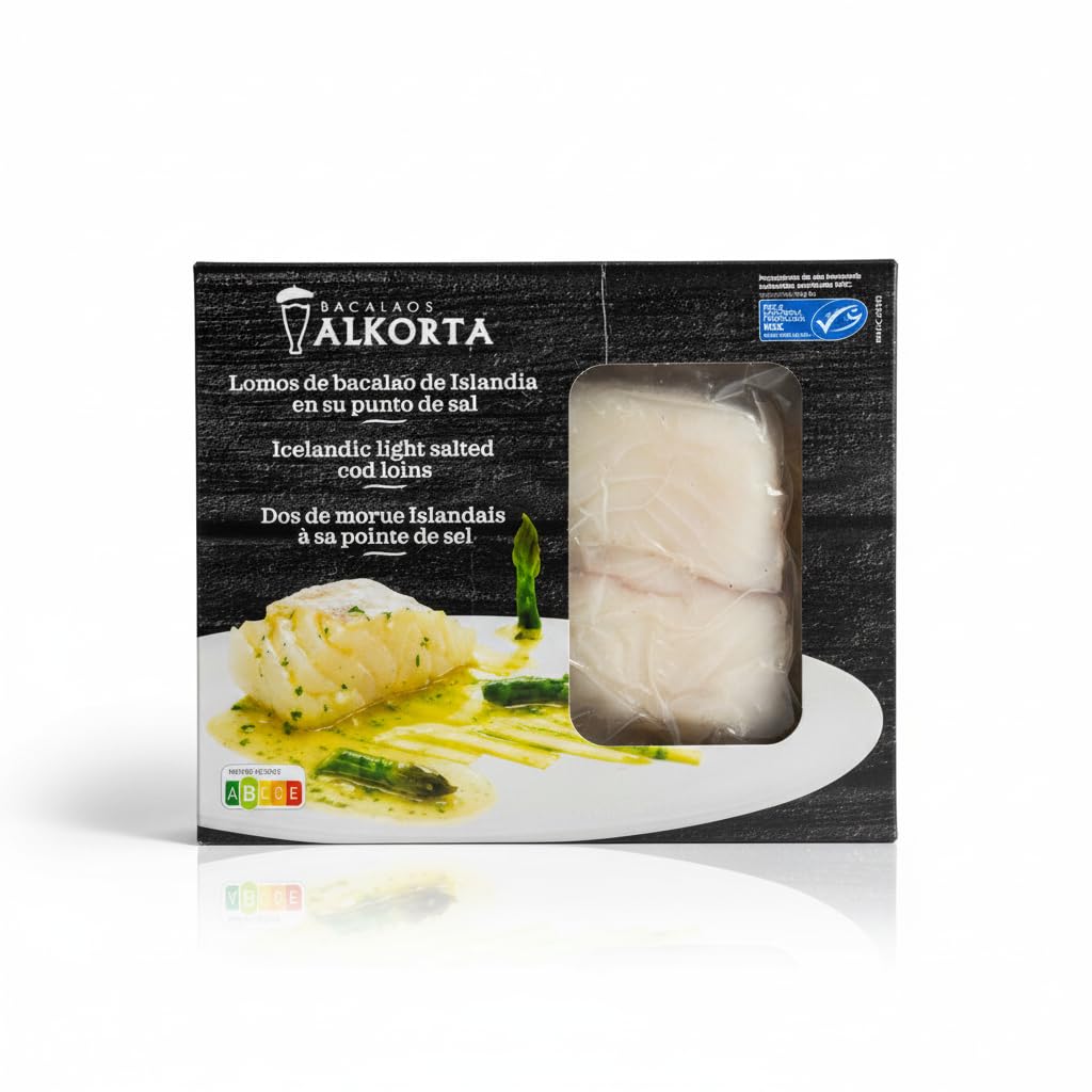 Lomos de Bacalao de Islandia en su Punto de Sal - Pescado Sostenible con Sello MSC - Formato Ahorro de 2 kg (Peso Neto Escurrido 1,7 kg) - Bacalaos Alkorta - Rico en Proteínas - NEXU
