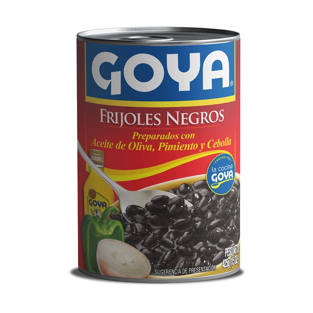 Goya Frijoles Negros Guisados 425 gr, Preparados con Aceite de Oliva, Cebolla y Pimientos, Listos para Comer, Sabor Auténtico Latino