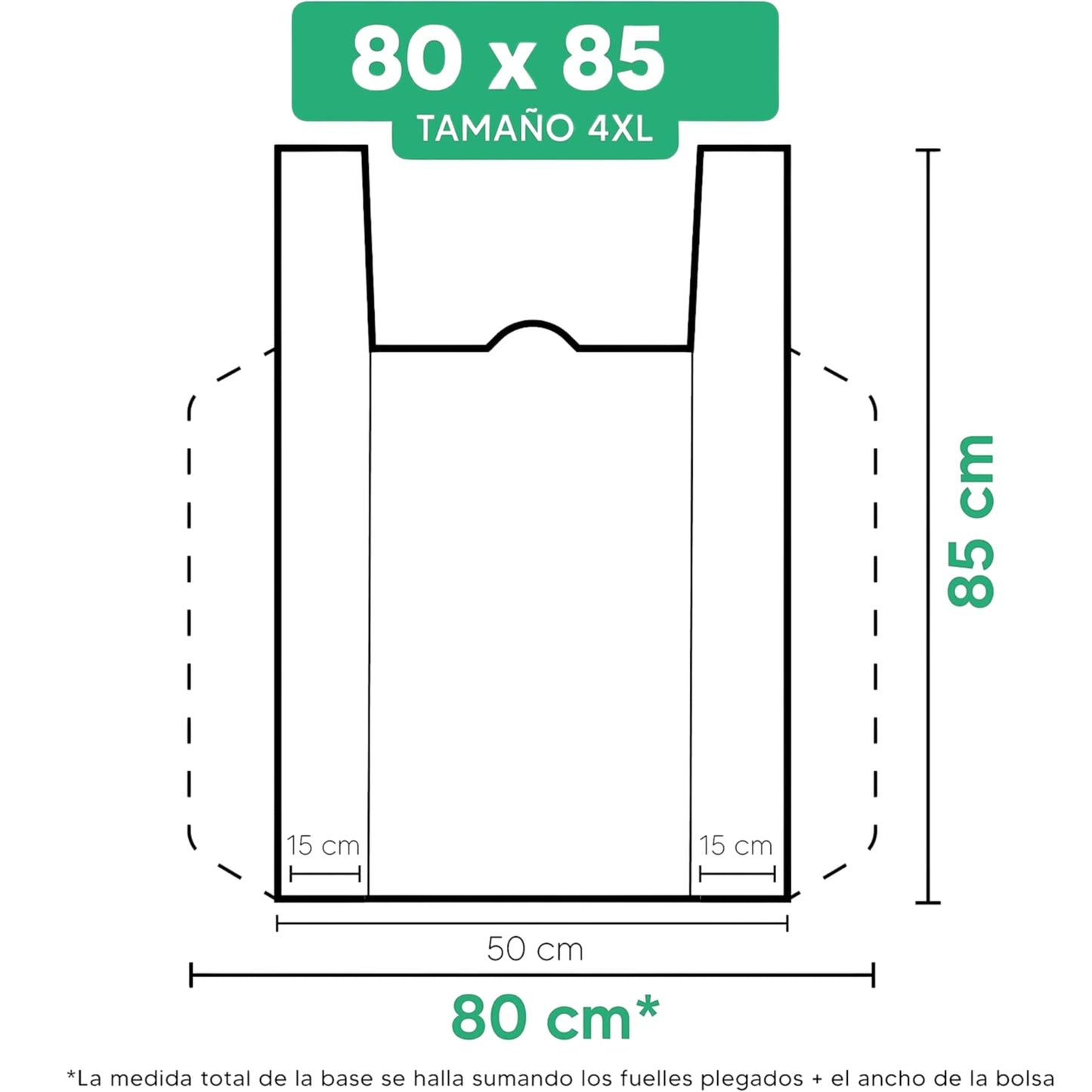 Bolsas Tipo Camiseta | Plástico 70% Reciclado · Tamaño 80x85 cm | 25 Uds | Aptas Uso Alimentario, Resistentes, Reutilizables | Cumple todas las normativas