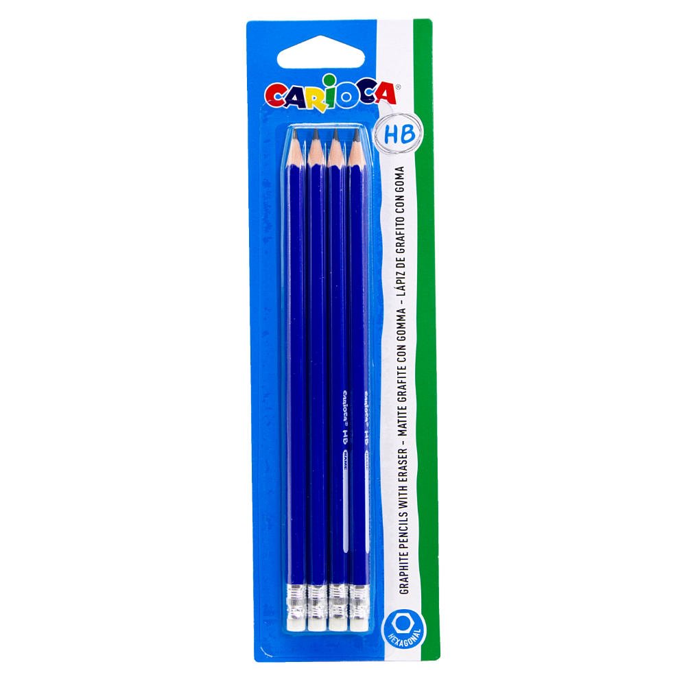 Carioca - Blister con 4 lápices grafito y goma (A52705004)