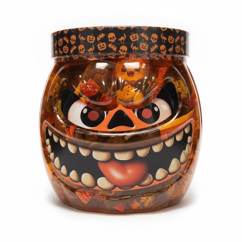 Bote de Caramelos y Golosinas Surtidas para Halloween 1kg | Surtido de Chuches en Calabaza Reutilizable | Dulces con Aromas y Colorantes Naturales | NEXU