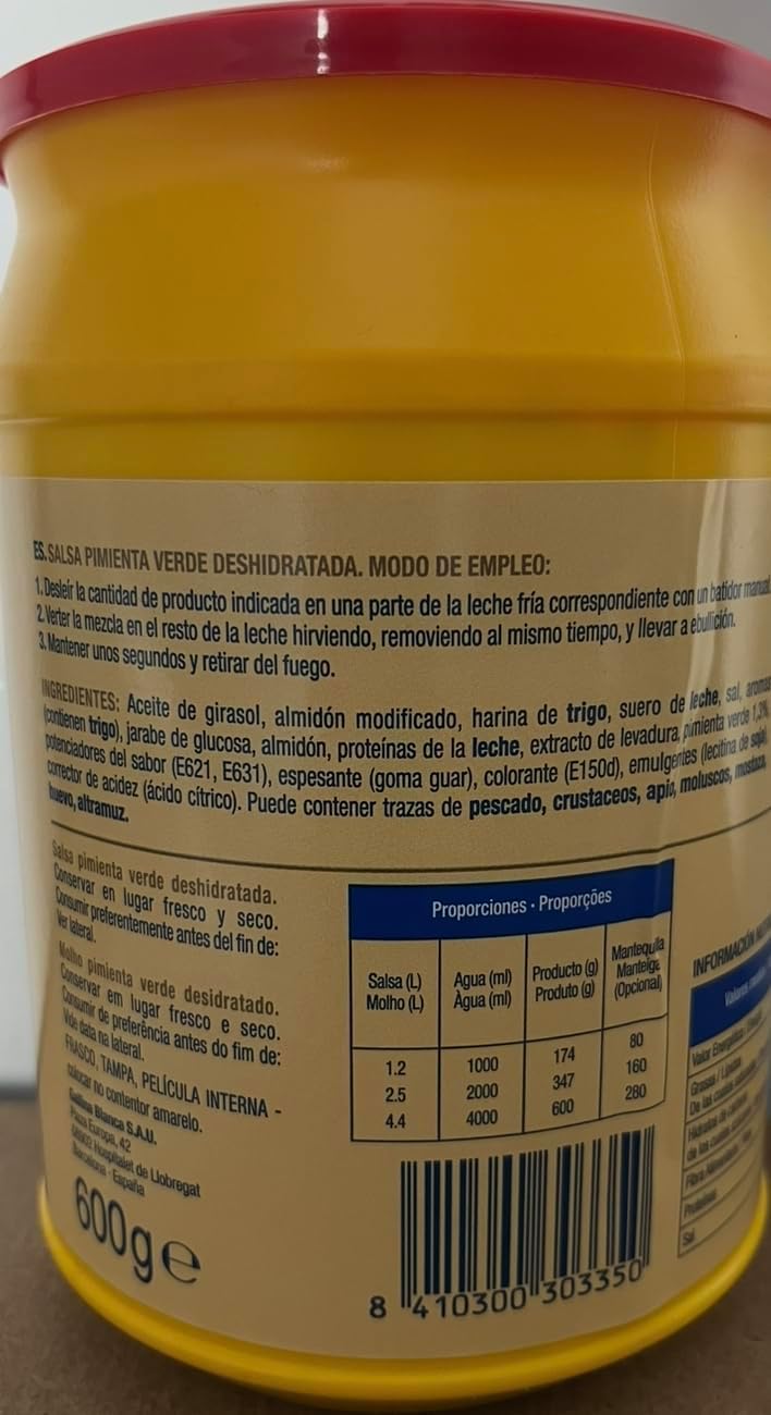 Gallina Blanca - Salsa de Pimienta Verde - 600 g