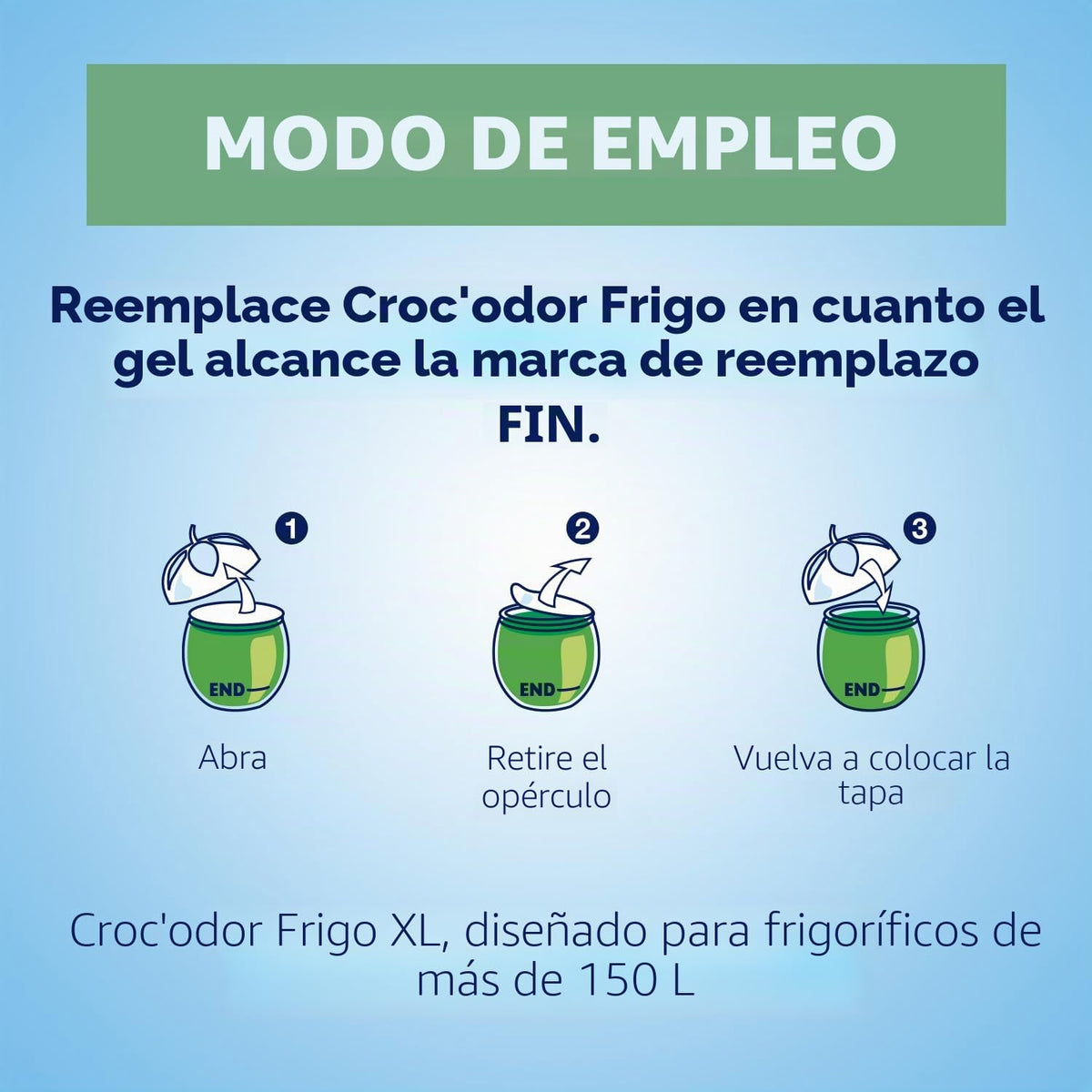 CROC'ODOR Ambientador para frigorífico tamaño XL,140 g