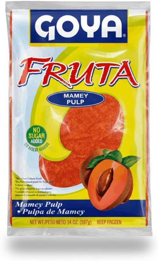 Pulpa de Mamey 100% Natural, 14 oz (397g), Caja de 12 Unidades - Goya - Fruta Congelada Sin Azúcar Añadida para Batidos y Postres - NEXU