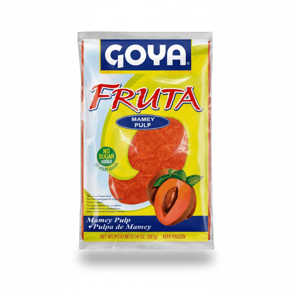 Pulpa de Mamey 100% Natural, 14 oz (397g), Caja de 12 Unidades - Goya - Fruta Congelada Sin Azúcar Añadida para Batidos y Postres - NEXU