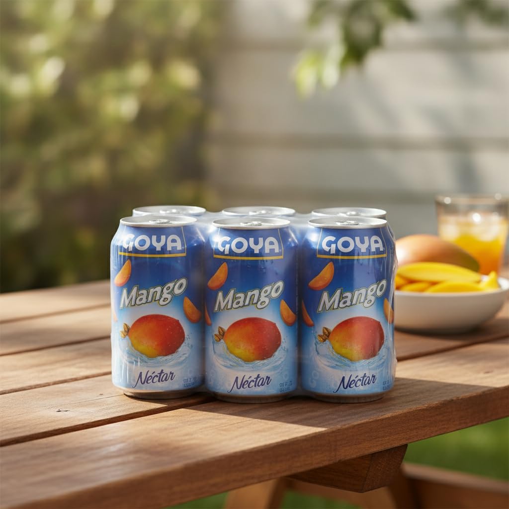Néctar de Mango - Pack de 6 Latas de 284 ml - Bebida Refrescante de Sabor Intenso a Mango Tropical - Ideal para Cócteles, Picnics y Merienda - Fuente de Vitaminas y Minerales - NEXU