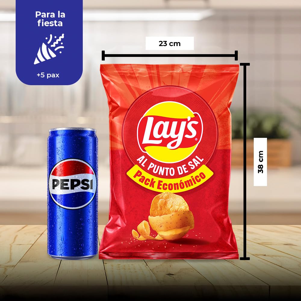 Lay's al punto de sal, Patatas Fritas de cultivos sostenibles con sabores vegetales, Producto de Aperitivo, bolsa familiar, 248 g