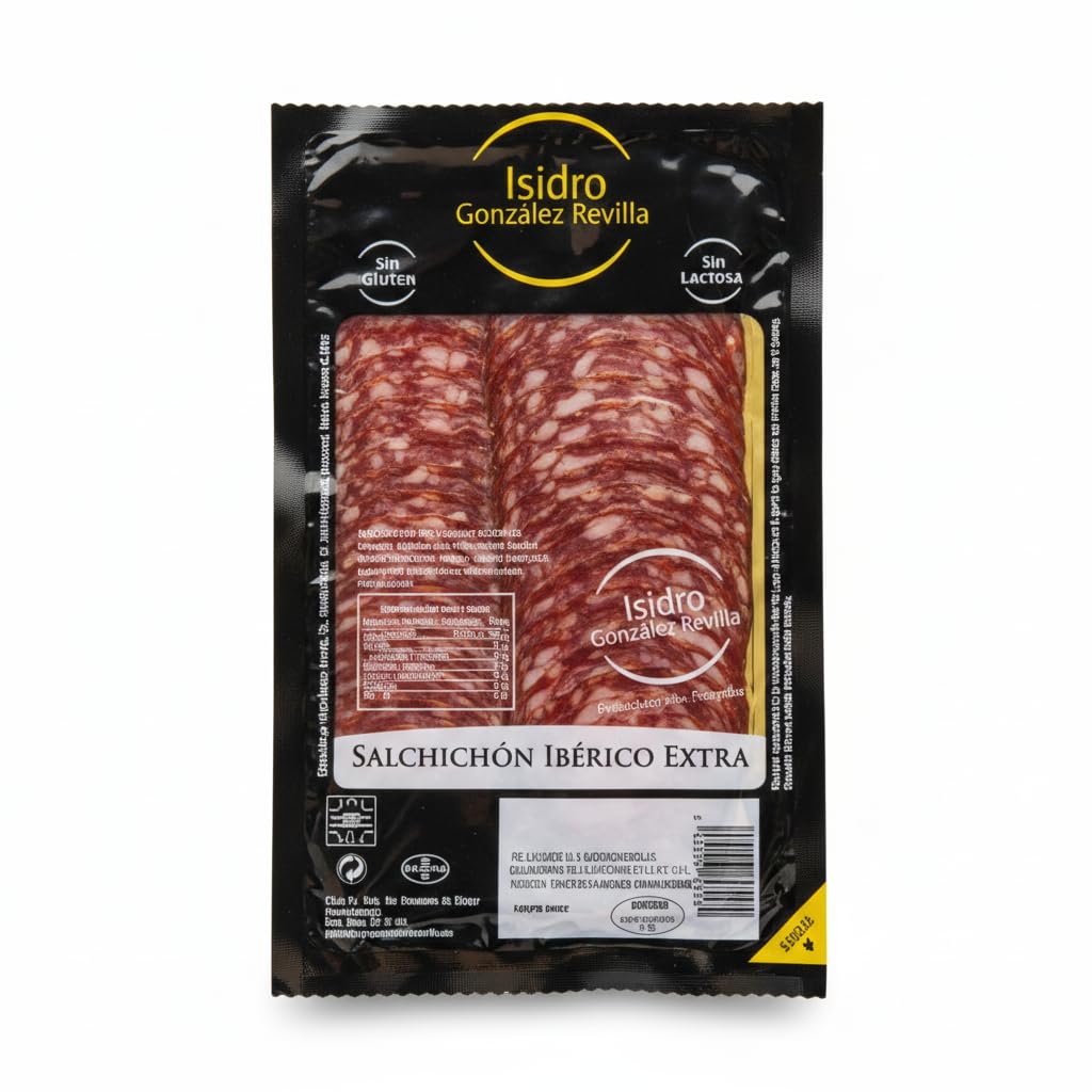 Salchichón Ibérico Extra - Pack 3 Unidades 200g - (Total 600g) - Embutido Tradicional - Sin Gluten y Sin Lactosa - Isidro González Revilla - Envasado al Vacío Formato Ahorro - NEXU