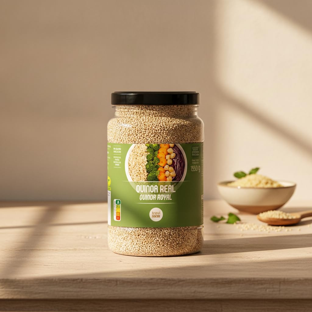 Quinoa Real Blanca 1550g - Superalimento de Grano Entero Natural - Sin Gluten - Alto Contenido en Proteína y Fibra - Nutri-Score A - Trevissan - Con Cierre de Rosca - NEXU