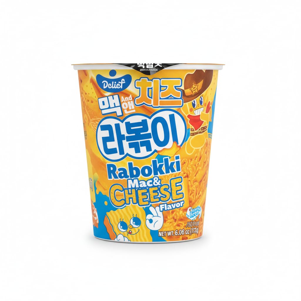 Rabokki Sabor Mac & Cheese 172g - Fideos Ramen y Pasteles de Arroz Tteokbokki Coreanos Instantáneos - Receta Fusión Cremosa y Deliciosa - Listo en 90 Segundos - NEXU
