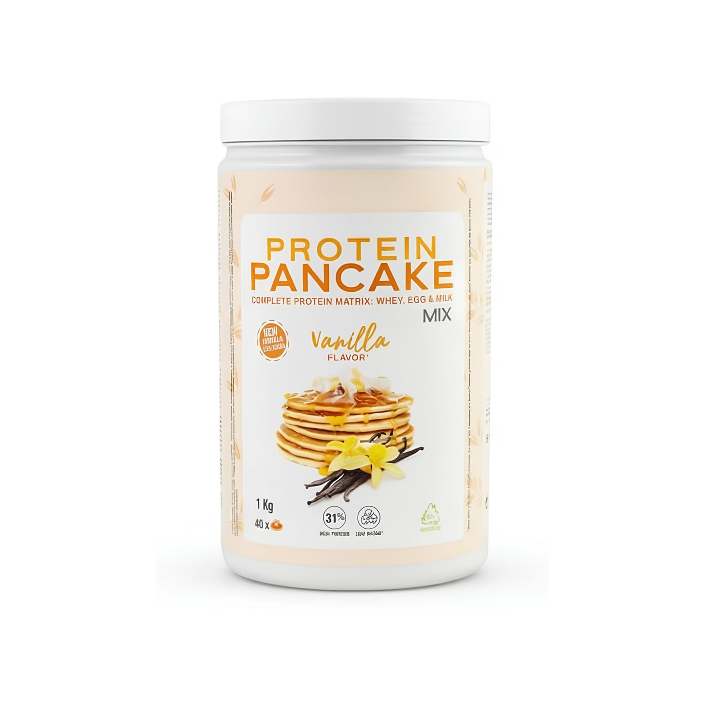 Protein Pancake Mix - Preparado para Tortitas Proteicas con Harina de Avena Integral y Proteína de Suero, Huevo y Leche - Sabor Vainilla, 1 kg (40 Raciones) - Bajo en Azúcar - NEXU