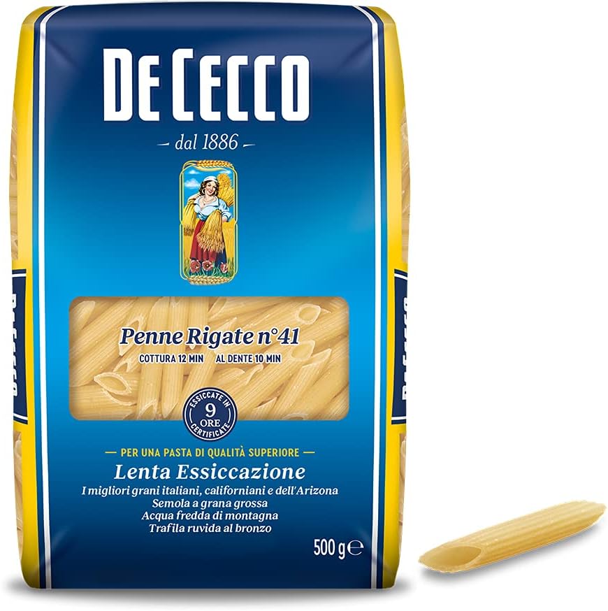 De Cecco Plumas rayadas - 1 paquete de 1000 g - [paquete de 6]