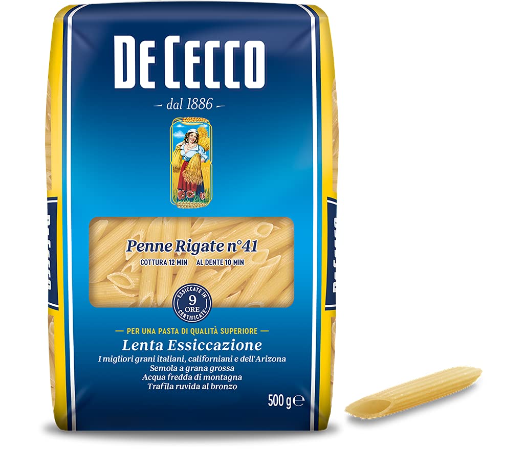 De Cecco Plumas rayadas - 1 paquete de 1000 g - [paquete de 6]
