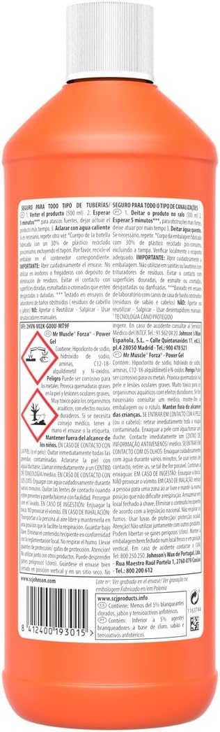 Mr Muscle Gel Limpia Tuberías, 1L