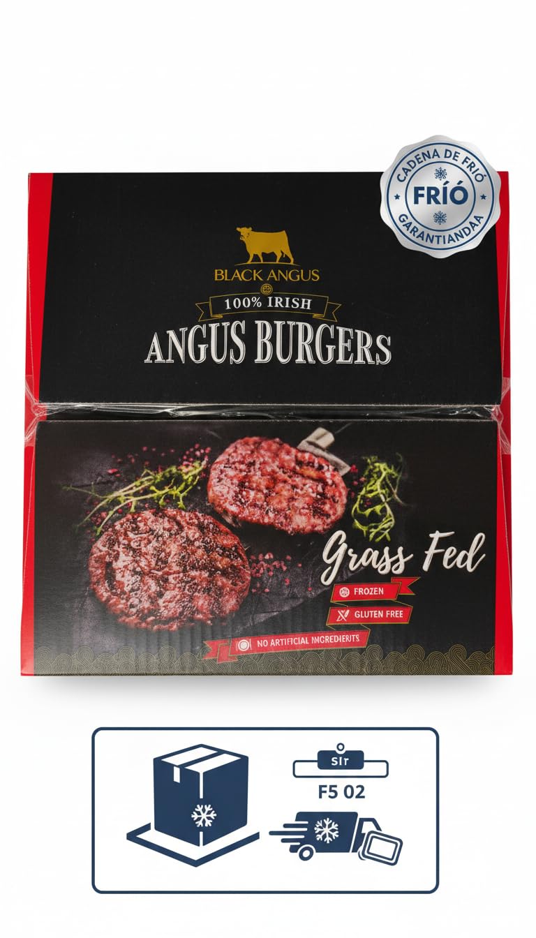 Hamburguesas Black Angus 100% Carne de Vacuno Irlandesa - Pack 20 x 170g - Producto Refrigerado