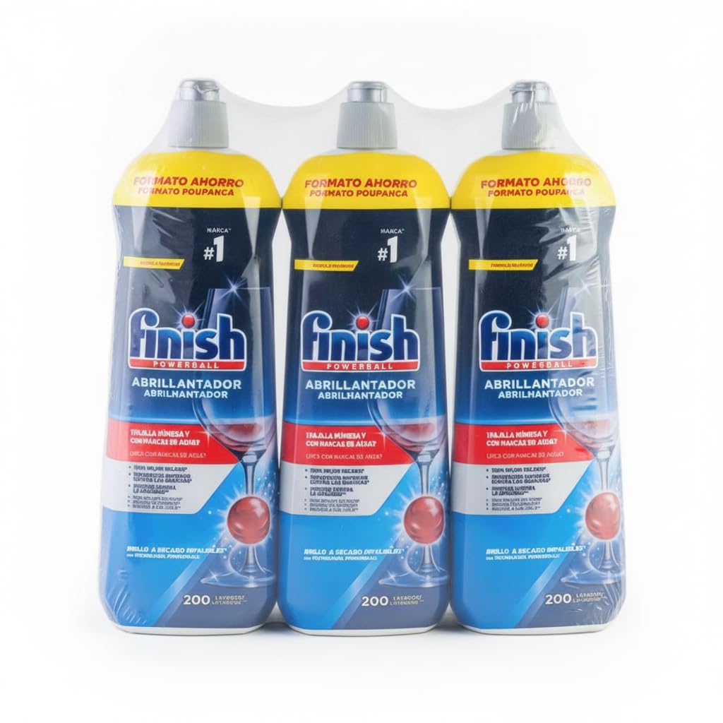 Powerball Abrillantador para Lavavajillas - Pack de 3 x 800ml (Total 2.4L) - Secado 100% Mejor y Prevención de Manchas de Agua - Hasta 600 Lavados - Brillo Impecable para la Vajilla - NEXU