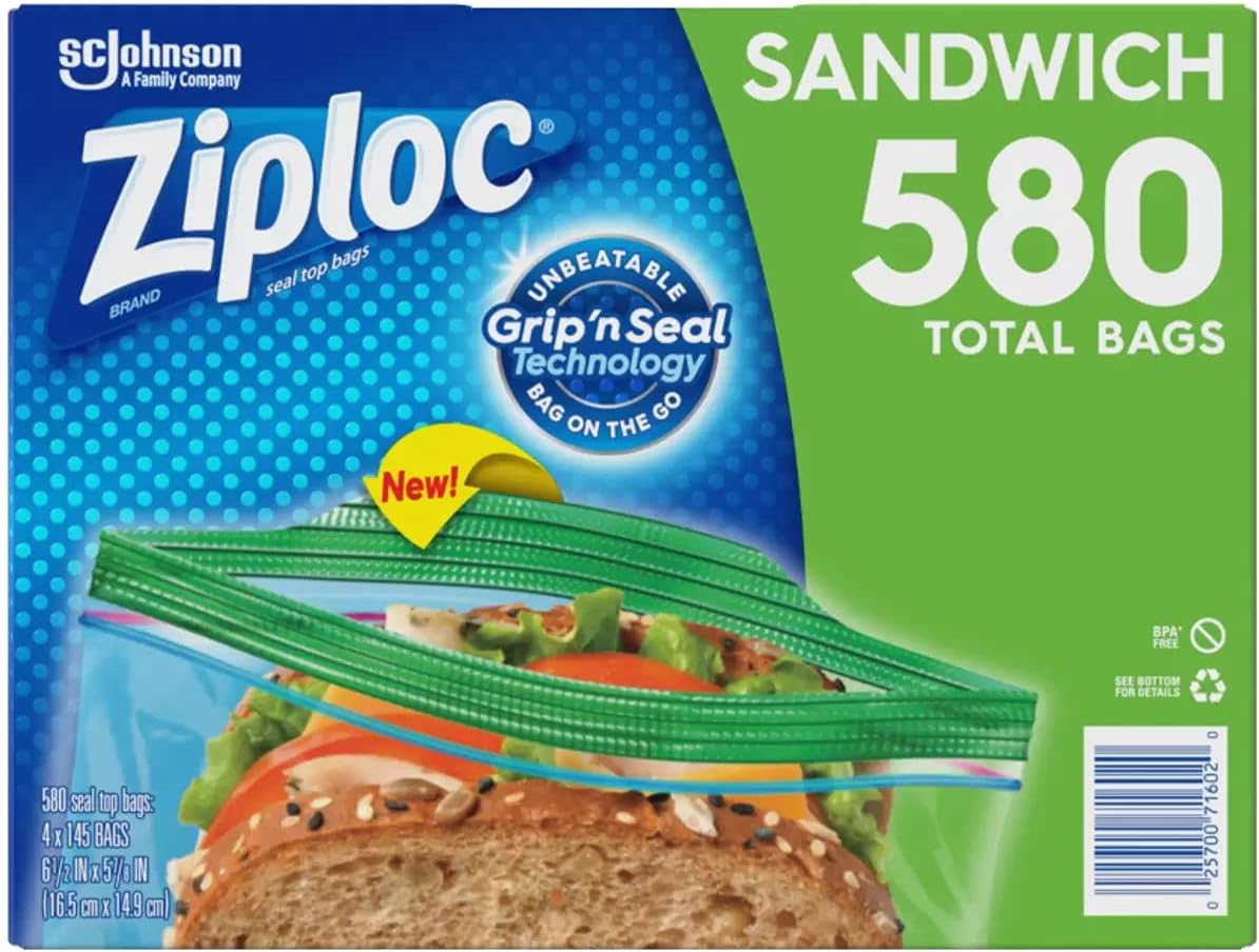 Ziploc Easy Open Tabs Bolsas para sándwich 580, 145 unidades (Paquete de 4)