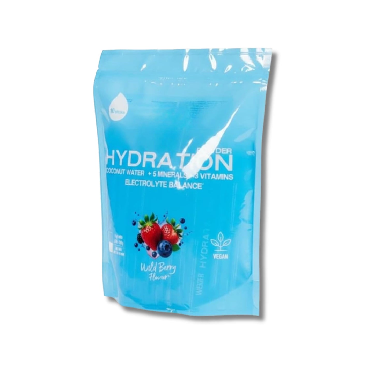 Mezcla de Electrólitos con Agua de Coco, Minerales y Vitaminas - Sabor Frutos Silvestres - 60 Sticks de 6g (360g) - Hidratación Vegana de Nivel Superior para Deportistas - NEXU