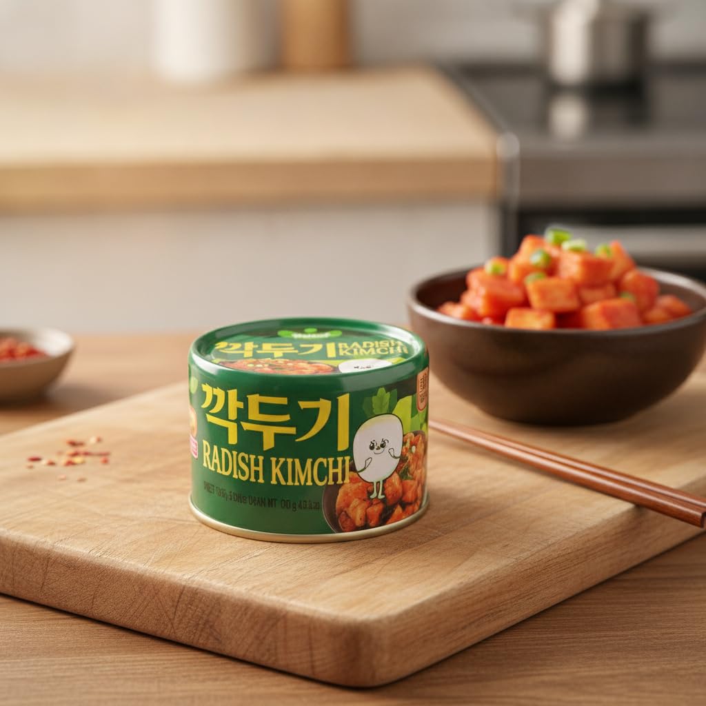 Kimchi de Rábano en Cubos Coreano 160g | Auténtico Snack Coreano Fermentado, Picante y Crujiente | Ideal para Ramen, Arroz y Barbacoa | Bajo en Calorías | NEXU