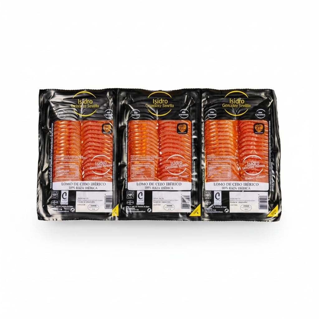 Lomo de Cebo Ibérico 50% Raza Ibérica - Pack Ahorro de 3 Raciones Envasadas al Vacío - Sin Gluten - Sin Lactosa - Isidro González Revilla - 150g - Embutido de Alta Selección - NEXU
