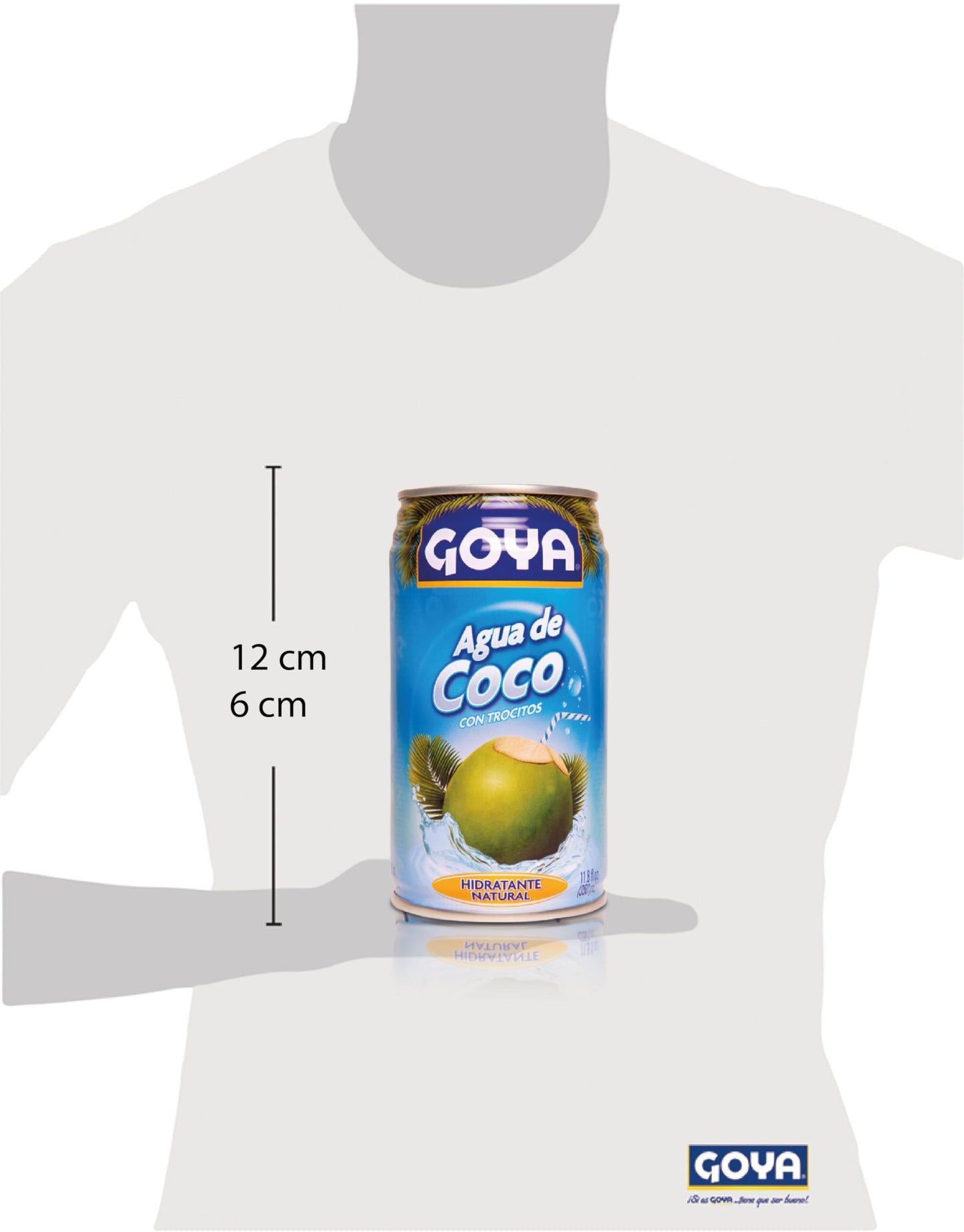 Goya Agua de Coco 12x520 ml, Refrescante Agua de Coco Natural con Trocitos de Pulpa, Sabor Tropical, Hidratante y Reconstituyente con Electrolitos y Minerales