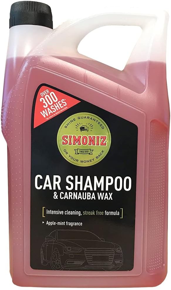 Champú para coche y cera de carnaúba, fórmula sin manchas Simoniz, más de 300 lavados, botella grande de 5 litros